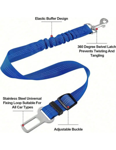 Cinturón de Seguridad para Perros Ajustable Bungee Rojo