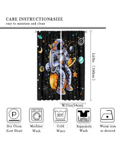 Cortinas Blackout Llylumty Astronautas 53.5x160cm Juego de 2 2