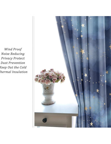 Cortinas Opacas Llylumty Estrelladas 107x214cm Juego de 2