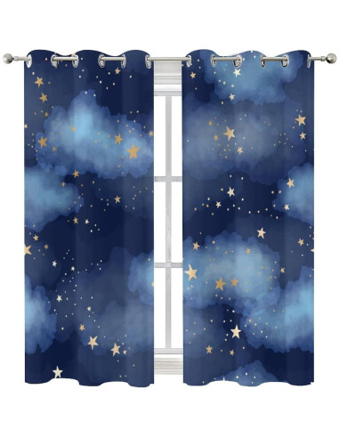 Cortinas Opacas Llylumty Estrelladas 107x214cm Juego de 2