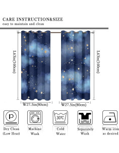 Cortinas Opacas Llylumty Estrelladas 70x160cm Juego de 2 2