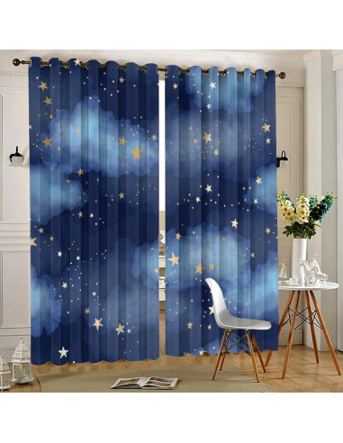 Cortinas Opacas Llylumty Estrelladas 70x160cm Juego de 2