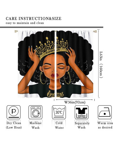 Cortinas de Niña Negra SXXLDNG 2 Paneles 92x160 cm Aisladas