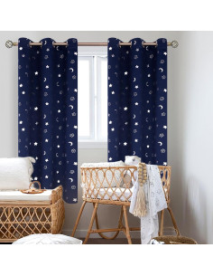 Cortinas Opacas BGment 2 Paneles 42x72 Estrellas Luna 2