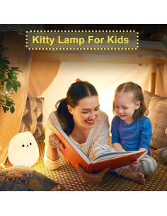 Luz Nocturna ZKLiLi Gato Recargable USB 7 Colores 15.24 cm 2