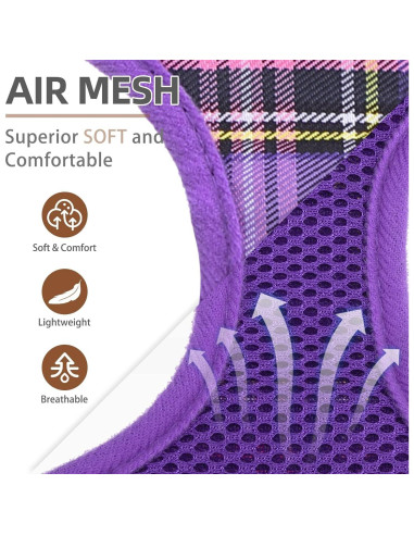 Arnés Suave PUPTECK para Perros y Gatos Talla M Púrpura