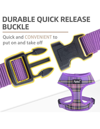 Arnés Suave PUPTECK para Perros y Gatos Talla M Púrpura
