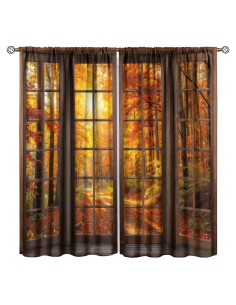 Cortinas de Paisaje Otoñal ShiTingYu 2 Paneles 106x114 cm