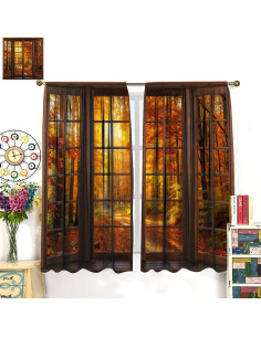 Cortinas de Paisaje Otoñal ShiTingYu 2 Paneles 106x114 cm 2