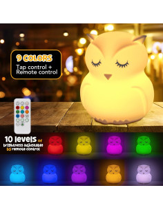Luz Nocturna de Silicona Mamtopia Búho con Control Remoto 2