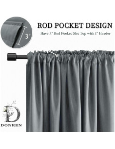 Cortinas Opacas DONREN Grises 2 Paneles 132x91 cm 2