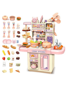 Set de Cocina de Juguete deAO 33 Piezas con Luz y Vapor