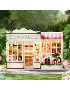 Kit Casa Miniatura DIY QatmMkt Jardín Madera con LED 2