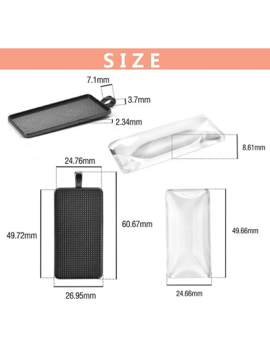 Kit de 30 Trays Rectangulares DROLE con Cabochones 25x50mm