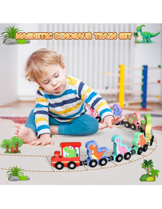 Set de Tren de Dinosaurios de Madera Zeoddler 11 Piezas 2