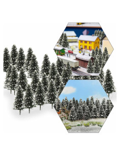 50 Árboles de Cedro con Nieve Evemodel 52mm para Diorama