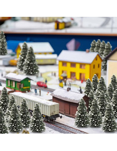 50 Árboles de Cedro con Nieve Evemodel 52mm para Diorama 2