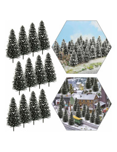 Evemodel 40PCS Árboles de Pino con Nieve 69 mm para Diorama