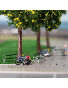 Bancos de Plaza Evemodel 12pcs Escala HO Verde con Plata 2