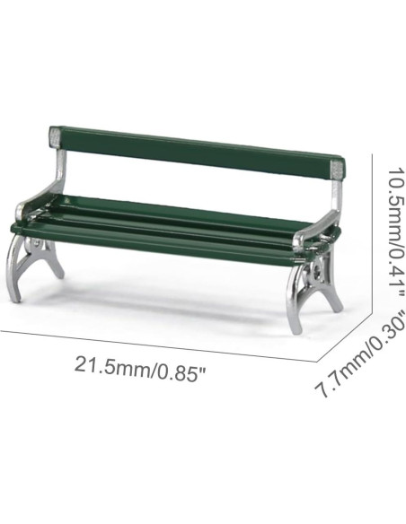 Bancos de Plaza Evemodel 12pcs Escala HO Verde con Plata Bancos de Plaza Evemodel 12pcs Escala HO Verde con Plata