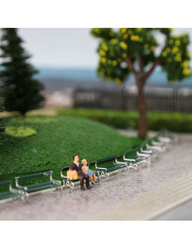 Bancos de Plaza Evemodel 12pcs Escala HO Verde con Plata