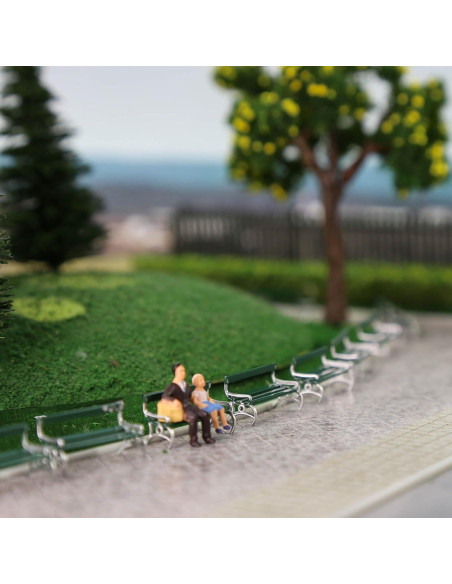 Bancos de Plaza Evemodel 12pcs Escala HO Verde con Plata Bancos de Plaza Evemodel 12pcs Escala HO Verde con Plata