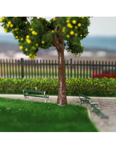 Bancos de Plaza Evemodel 12pcs Escala HO Verde con Plata