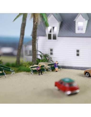 Bancos de Plaza Evemodel 12pcs Escala HO Verde con Plata