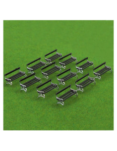 Bancos de Plaza Evemodel 12pcs Escala HO Negro con Plata