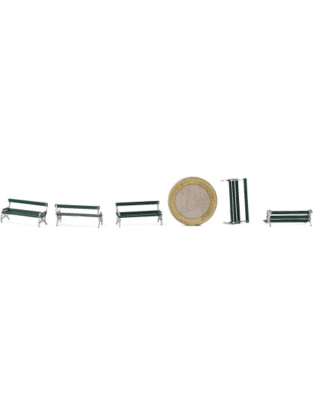 Bancos de Plaza Evemodel 12pcs Escala HO Verde con Plata Bancos de Plaza Evemodel 12pcs Escala HO Verde con Plata
