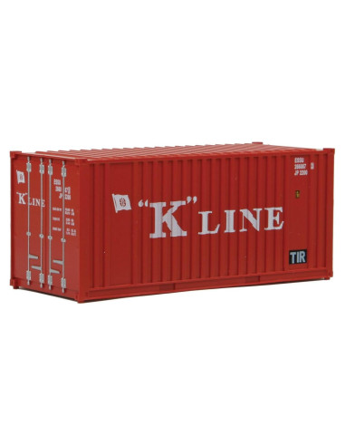 Contenedor Corrugado 20' K-Line Escala HO Rojo y Blanco