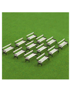 12 Bancos de Plaza evemodel Escala HO Blanco y Marrón