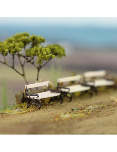 12 Bancos de Plaza evemodel Escala HO Blanco y Marrón 2