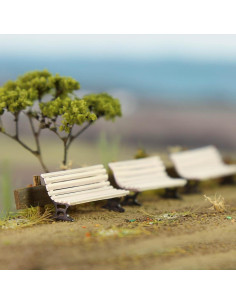 12 Bancos de Plaza Evemodel Escala HO Blanco y Marrón 2