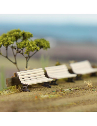 12 Bancos de Plaza Evemodel Escala HO Blanco y Marrón