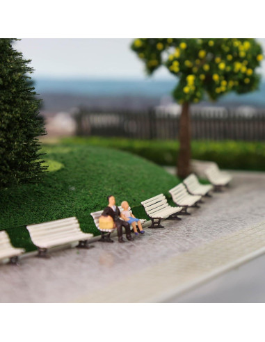 12 Bancos de Plaza Evemodel Escala HO Blanco y Marrón