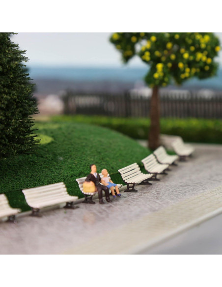 12 Bancos de Plaza Evemodel Escala HO Blanco y Marrón