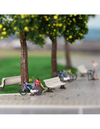 12 Bancos de Plaza Evemodel Escala HO Blanco y Marrón