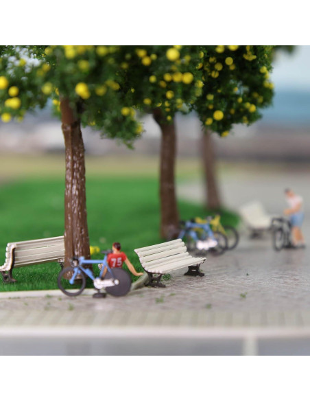 12 Bancos de Plaza Evemodel Escala HO Blanco y Marrón