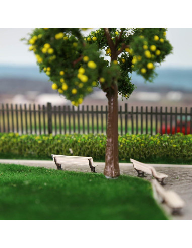 12 Bancos de Plaza Evemodel Escala HO Blanco y Marrón