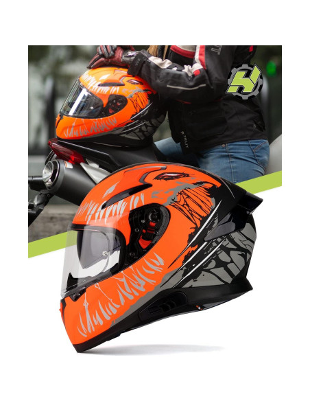 Casco HAX Impulse Naranja L con visor Pinlock y ventilación