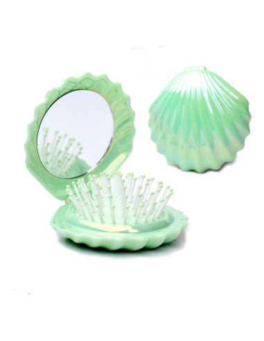Cepillo de cabello plegable Maji Mama con espejo - Verde