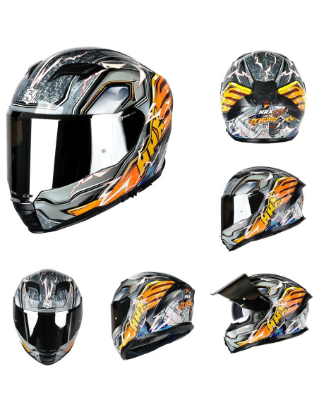 Casco HAX Force XL Naranja Trueno Brilla en la Oscuridad