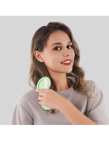 Cepillo de cabello plegable Maji Mama con espejo - Verde