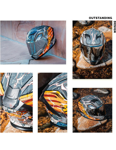 Casco HAX Force XL Naranja Trueno Brilla en la Oscuridad