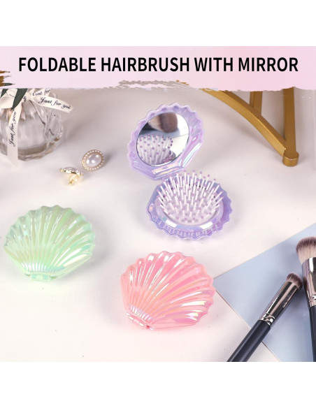 Cepillo de cabello plegable Maji Mama con espejo - Verde