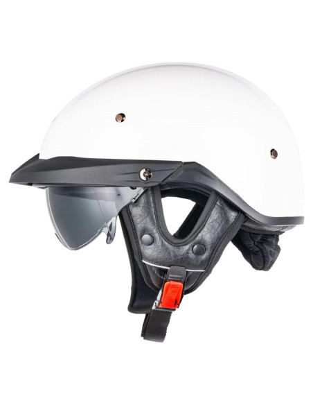 Casco de Media Cara VCOROS VHF04 Blanco Brillante Ajustable