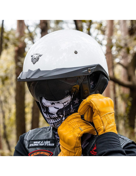 Casco de Media Cara VCOROS VHF04 Blanco Brillante Ajustable