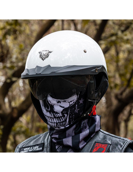 Casco de Media Cara VCOROS VHF04 Blanco Brillante Ajustable