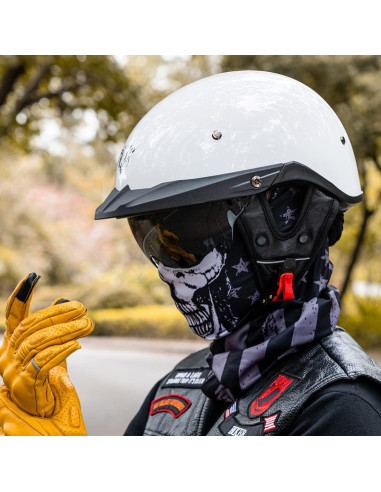 Casco de Media Cara VCOROS VHF04 Ajustable con Visera Solar